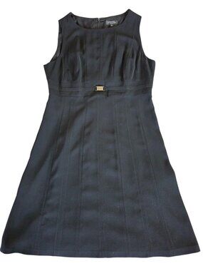 Tahari Arthur S. Levine Black Sleeveless Petite Dress With Belt Detail Size 14P